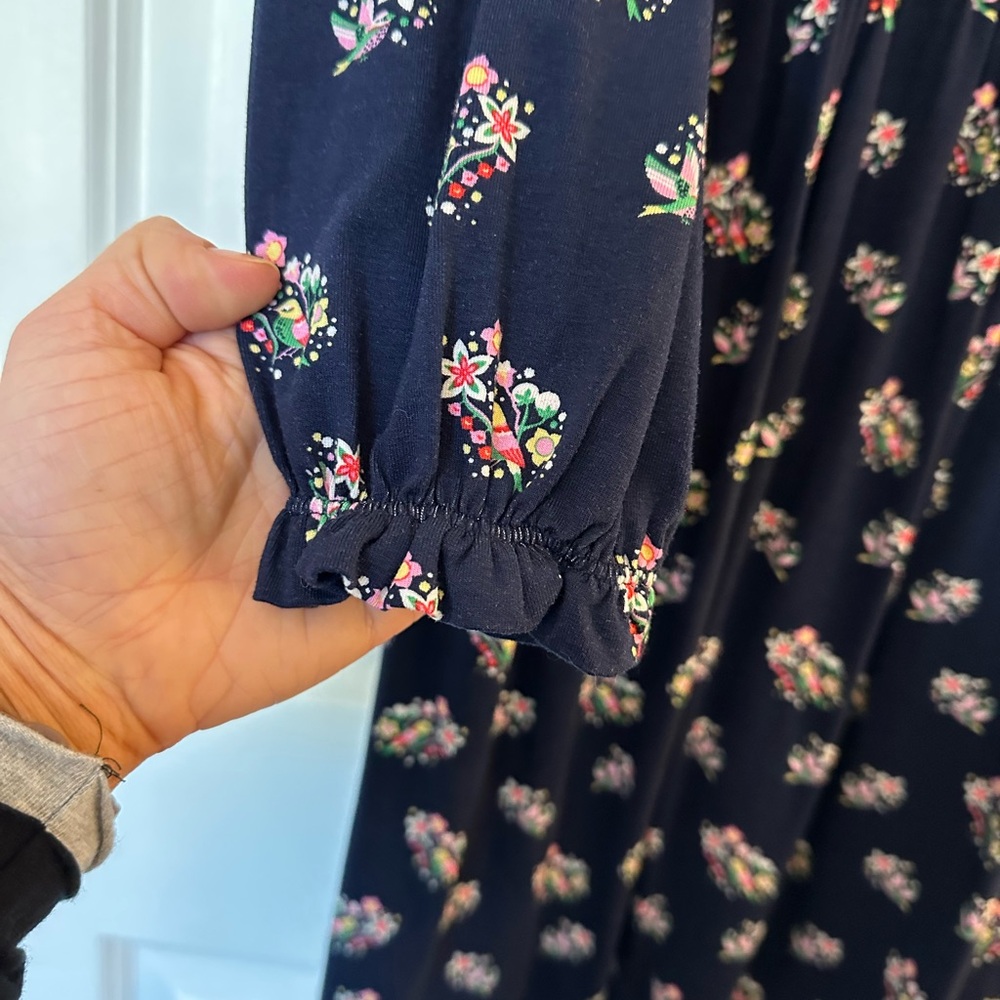 Boden Women’s Clara Jersey Dress Navy Pretty Bird (Size 6P) - Picture 6 of 11